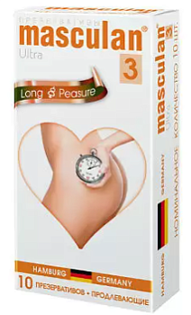 Masculan презервативы 3 Ultra №10  продлевающий с колечками пупырышками и анестетиком