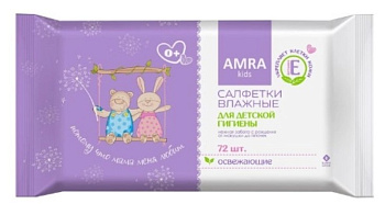 Amra салфетки влажные освежающие для детской гигиены 72 шт