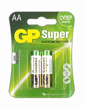 GP батарейки алкалиновые Super Alkaline АA/LR6 2шт