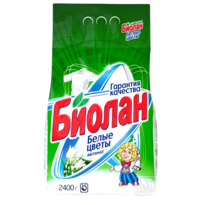 Биолан автомат стиральный порошок белые цветы 2,4 кг