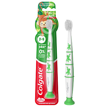Colgate зубная щетка детская 2-9 на присоске для детей от 2 до 9 лет ультрамягкая