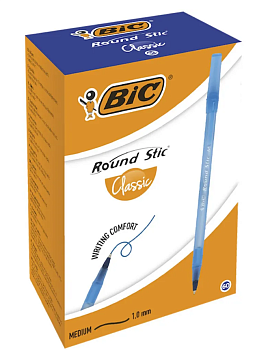 BIC ручка шариковая round stic  синяя преп 1шт кор 30шт