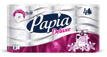 Papia Deluxe туалетная бумага Dolce Vita белая четырёхслойная 8шт