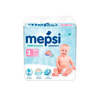 Mepsi детские подгузники m 6 11 кг 21 шт