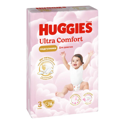 Huggies ultra comfort 3 5-9 кг подгузники 78 шт для девочек Уценка