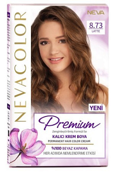 Nevacolor PRЕMIUM стойкая крем краска для волос 8.73 LATTE латте