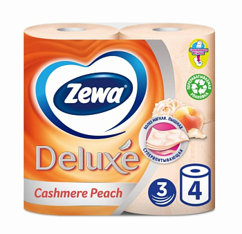 Zewa туалетная бумага deluxe 3 х слойная персик 4 шт