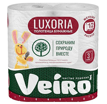 Veiro Полотенца бумажные ролевое Luxoria 3-слойные Белые 2 рулона