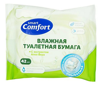 Comfort smart влажная туалетная бумага №42 с алоэ вера