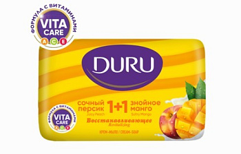 Duru 1+1 Туалетное мыло Сочный персик и Знойное манго 80г