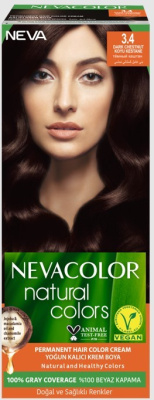 Nevacolor Natural Colors стойкая крем краска для волос 3.4 DARK CHESTNUT тёмный каштан