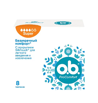 O.B. тампоны procomfort супер 8 шт стикер johnson & johnson