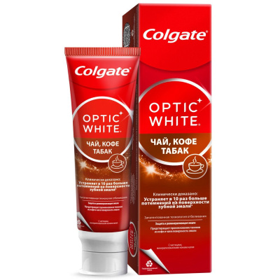 Colgate white зубная паста чай кофе табак отбеливающая с натуральными маслами мяты 75 мл Уценка