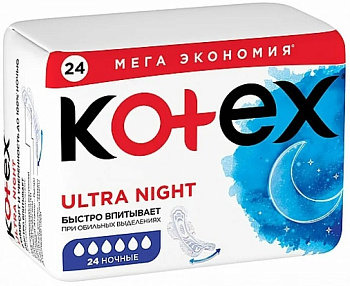 Kotex прокладки гигиенические Ultra ночные 24шт