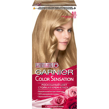 Garnier Color Sensation стойкая крем краска для волос оттенок 8.0 переливающийся светло русый Уценка