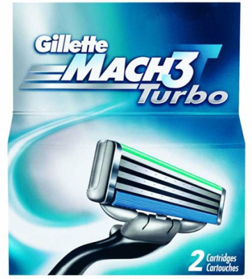 Сменные кассеты для бритья GILLETTE MACH 3 ( 2 шт) TURBO