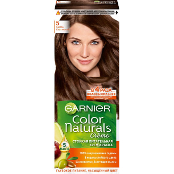 Garnier стойкая питательная крем краска для волос color naturals оттенок 5 светло каштановый