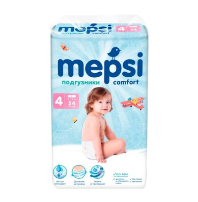 Mepsi детские подгузники l 9 16 кг 54 шт