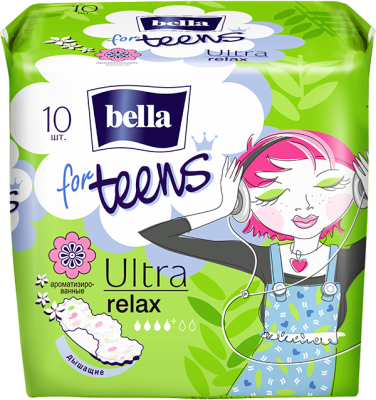 Прокладки гигиенические супертонкие BELLA FOR TEENS Relax, 10шт