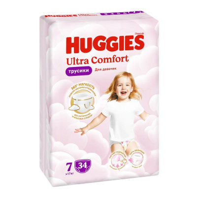 Huggies ultra comfort 7 -17 кг трусики подгузники 34 шт для девочек