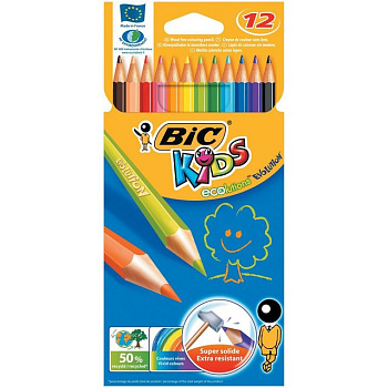 BIC Цветные. пласт. карандаши КИДС Эволюшн, ( кор. 12 цветов)