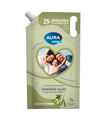 Aura жидкое мыло с антибактериальным эффектом олива и сок алоэ дой пак 1000 мл