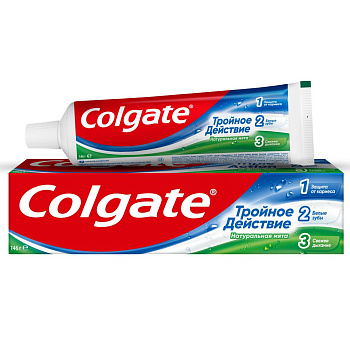 Colgate зубная паста тройное действие натуральная мята для защиты от кариеса удаления потемнений с зубов и свежего дыхания 100 мл