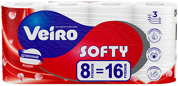 Veiro туалетная бумага softy 3 х слойная белая 8 шт