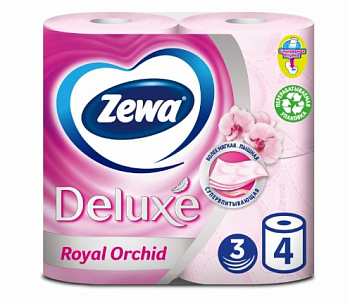 Zewa туалетная бумага deluxe 3 х слойная орхидея 4 шт
