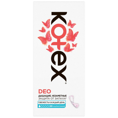 Kotex ежедневные прокладки ультратонкие deo 20 шт