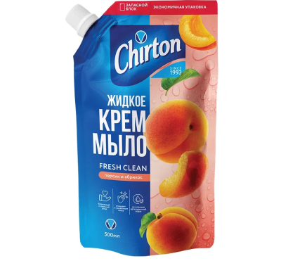 Chirton жидкое крем мыло персик и абрикос 500 мл дой пак