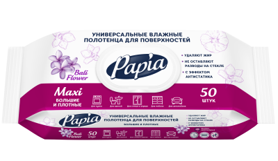 Papia универсальные влажные полотенца для поверхностей flower 50 шт