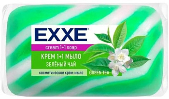 EXXE Крем-мыло 1+1 'Зелёный чай' (ЗЕЛЁНОЕ полосатое), 90г х 1штука
