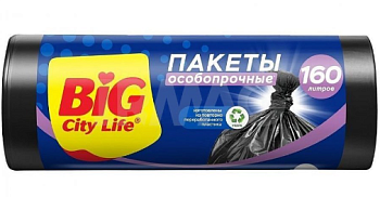 BIG City Пакеты для мусора Особопрочные 160л черные 10 шт
