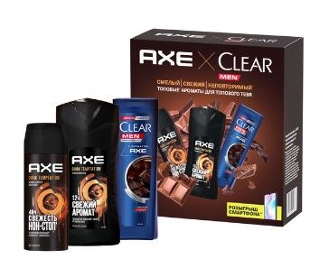 Axe подарочный набор dark temptation дезодорант аэрозоль гель для душа+ шампунь для волос 150+250+200 мл