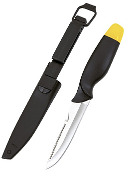 FORESTER MOBILE нож рыбака с ручкой поплавком в пластиковом чехле на клипсе