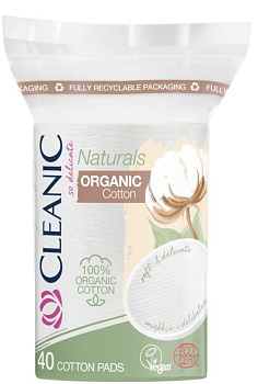 Cleanic Naturals Organic Cotton ватные диски гигиенические овал 40 шт