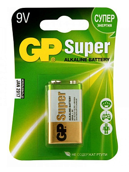 GP батарейка алкалиновая Super Alkaline 9V/6LR61 Крона 1шт