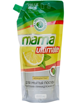 Mama Ultimate концентрированный гель для посуды и детских принадлежностей Лимон 600мл