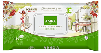Amra travel салфетки влажные освежающие london 120 шт