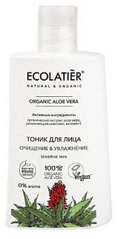 Ecolatier тоник для лица очищение и увлажнение серия organic aloe vera 250 мл