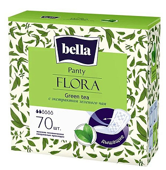 Bella прокладки ежедневные panty flora green tea 70 шт уп с экстрактом зеленого чая
